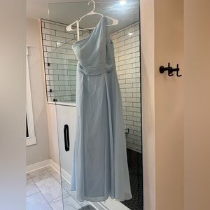 Azazie sky blue one shoulder dress